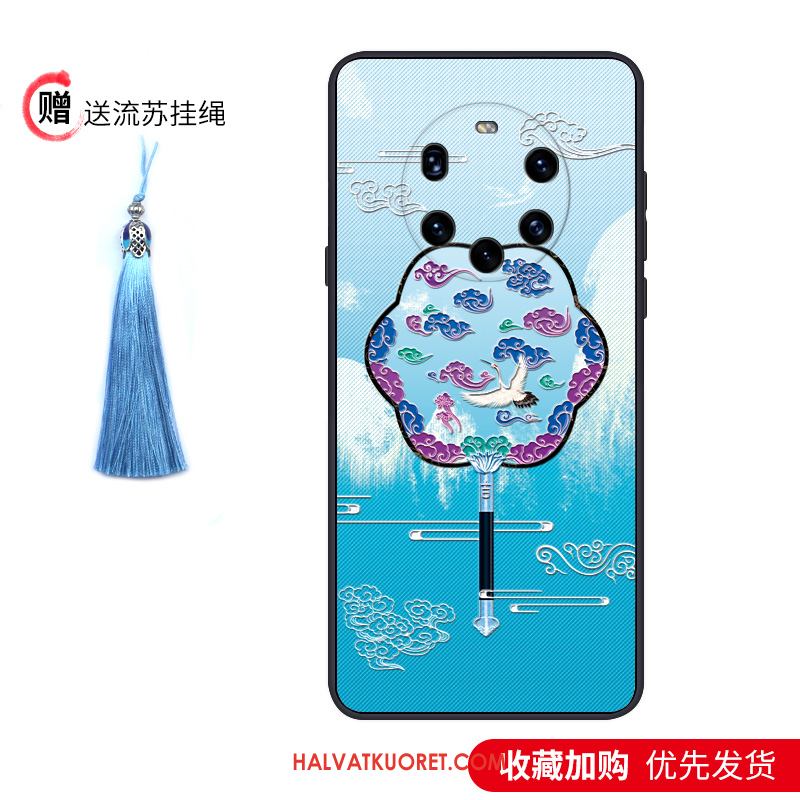 Huawei Mate 40 Pro+ Kuoret Pehmeä Neste Persoonallisuus Sininen, Huawei Mate 40 Pro+ Kuori Kotelo Kiinalainen Tyyli