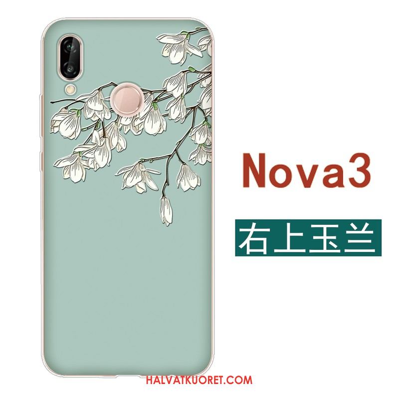 Huawei Nova 3 Kuoret Kiinalainen Tyyli Pesty Suede Sininen, Huawei Nova 3 Kuori Kustannukset Pehmeä Neste