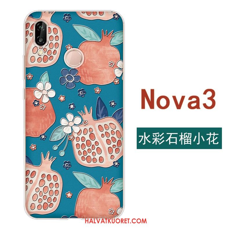 Huawei Nova 3 Kuoret Kiinalainen Tyyli Pesty Suede Sininen, Huawei Nova 3 Kuori Kustannukset Pehmeä Neste