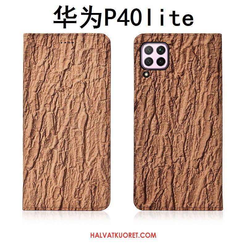 Huawei P40 Lite Kuoret Harmaa Nahka All Inclusive, Huawei P40 Lite Kuori Uusi Puhelimen