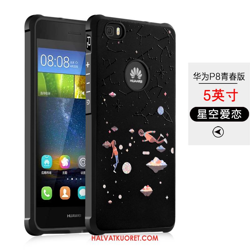 Huawei P8 Lite Kuoret All Inclusive Nuoret Musta, Huawei P8 Lite Kuori Kohokuviointi Kotelo