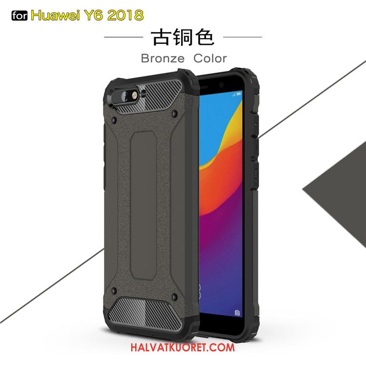 Huawei Y6 2018 Kuoret All Inclusive Murtumaton Suojaus, Huawei Y6 2018 Kuori Harmaa Lisävarusteet
