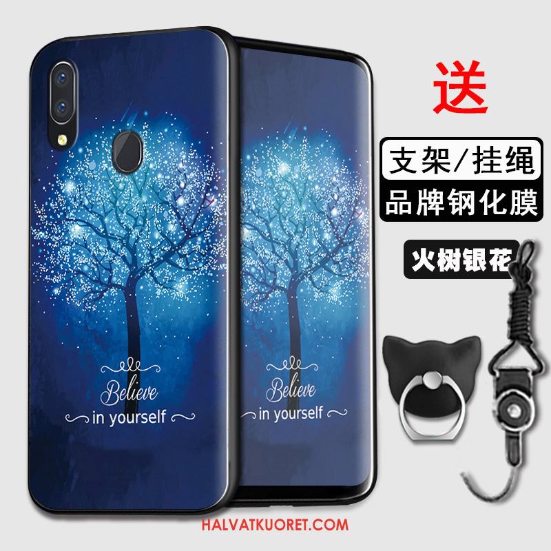 Huawei Y7 2019 Kuoret Persoonallisuus Kotelo All Inclusive, Huawei Y7 2019 Kuori Silikoni Sininen