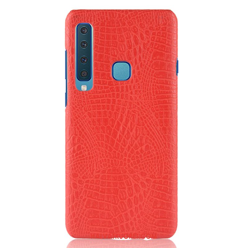 Samsung Galaxy A9 2018 Kuoret Punainen Pesty Suede Krokotiili, Samsung Galaxy A9 2018 Kuori Puhelimen Orange