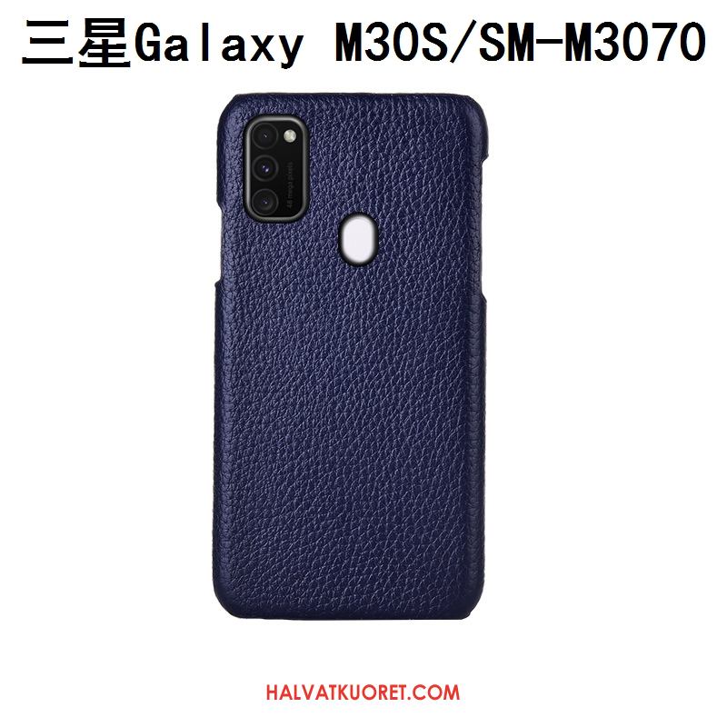 Samsung Galaxy M30s Kuoret Puhelimen Sininen Ylellisyys, Samsung Galaxy M30s Kuori Aito Nahka Takakansi