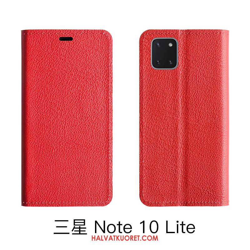 Samsung Galaxy Note 10 Lite Kuoret Aito Nahka Kotelo Nahkakotelo, Samsung Galaxy Note 10 Lite Kuori Kukkakuvio Punainen