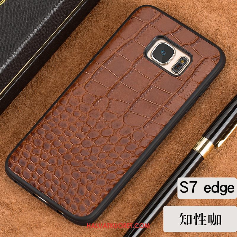 Samsung Galaxy S7 Edge Kuoret Murtumaton Säteilevä Nahkakotelo, Samsung Galaxy S7 Edge Kuori All Inclusive Braun