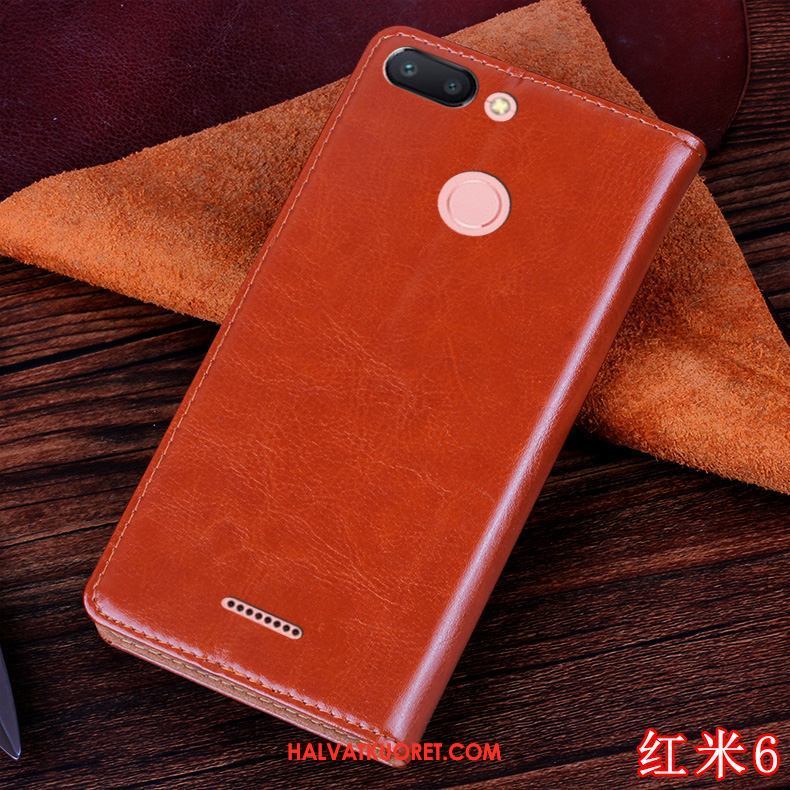 Xiaomi Redmi 6 Kuoret Sininen Punainen Silikoni, Xiaomi Redmi 6 Kuori Nahkakotelo Persoonallisuus Beige