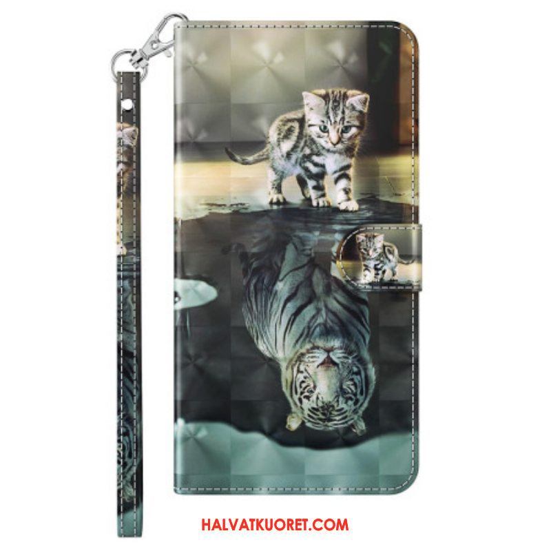 Flip Case iPhone 15 Pro Max Suojaketju Kuori 3d Kitten Dream Hihnalla