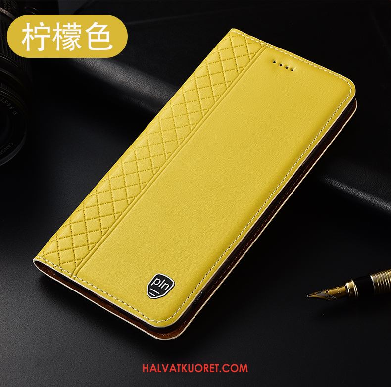 Huawei P40 Pro Kuoret Nahkakotelo Ruudukko Murtumaton, Huawei P40 Pro Kuori Suojaus Keltainen