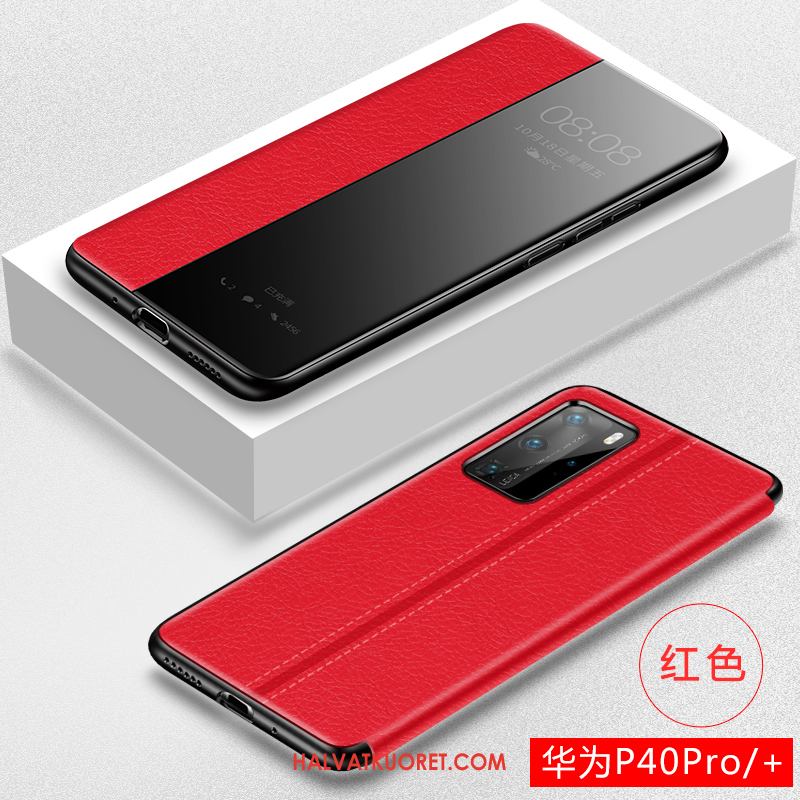 Huawei P40 Pro Kuoret Punainen Simpukka Ylellisyys, Huawei P40 Pro Kuori Nahkakotelo Persoonallisuus