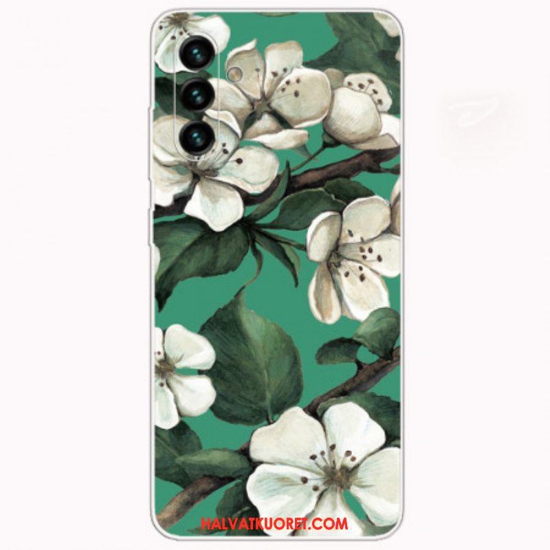 Kuori Samsung Galaxy A13 5G / A04s Maalattuja Valkoisia Kukkia
