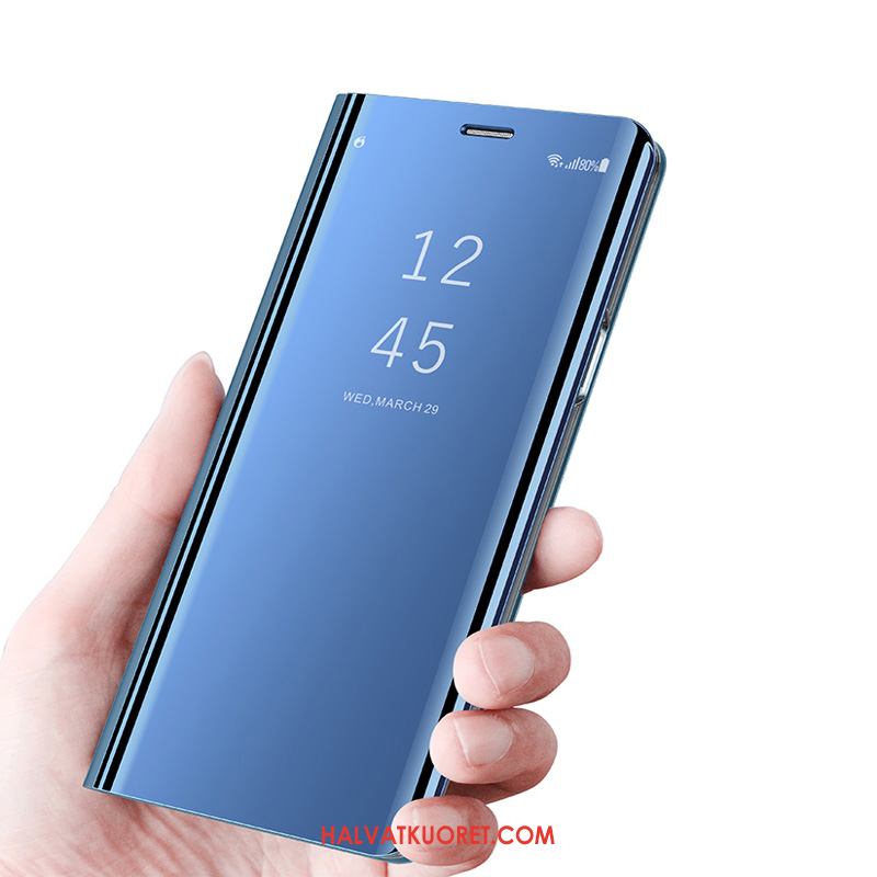 Samsung Galaxy A8 Kuoret Nahkakotelo Tuki Läpinäkyvä, Samsung Galaxy A8 Kuori Suojaus Sininen