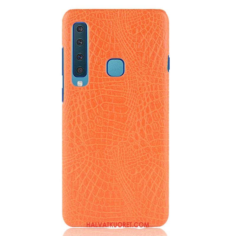 Samsung Galaxy A9 2018 Kuoret Punainen Pesty Suede Krokotiili, Samsung Galaxy A9 2018 Kuori Puhelimen Orange