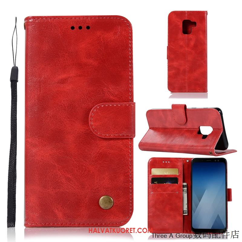 Samsung Galaxy J6 Kuoret Kortti Yksinkertainen Punainen, Samsung Galaxy J6 Kuori Tähti Nahkakotelo