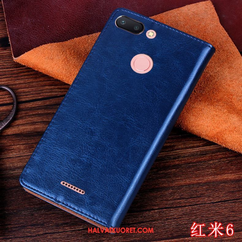 Xiaomi Redmi 6 Kuoret Sininen Punainen Silikoni, Xiaomi Redmi 6 Kuori Nahkakotelo Persoonallisuus Beige