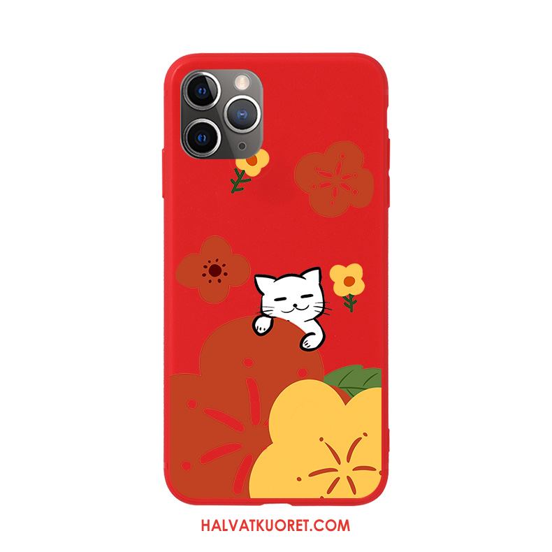 iPhone 11 Pro Kuoret Punainen Pehmeä Neste Taide, iPhone 11 Pro Kuori Kissa Kukkia