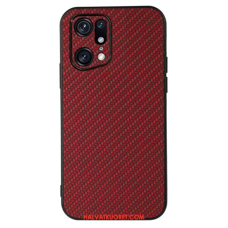 Case Oppo Find X5 Pro Nahkavaikutteinen Hiilikuiturakenne