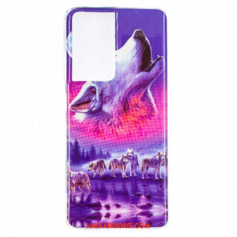 Case Samsung Galaxy S21 Ultra 5G Fluoresoiva Wolf-sarja