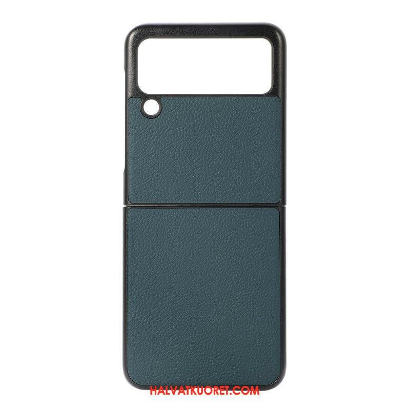 Case Samsung Galaxy Z Flip 3 5G Kotelot Flip Aitoa Litsi-nahkaa