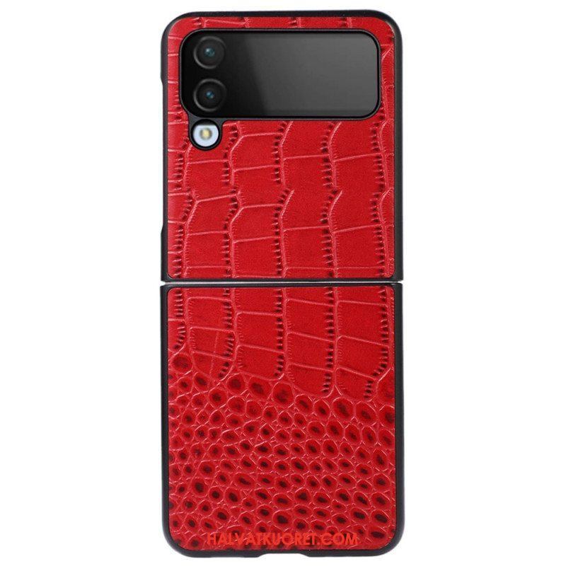 Case Samsung Galaxy Z Flip 4 Kotelot Flip Aito Crocodile Effect -nahka