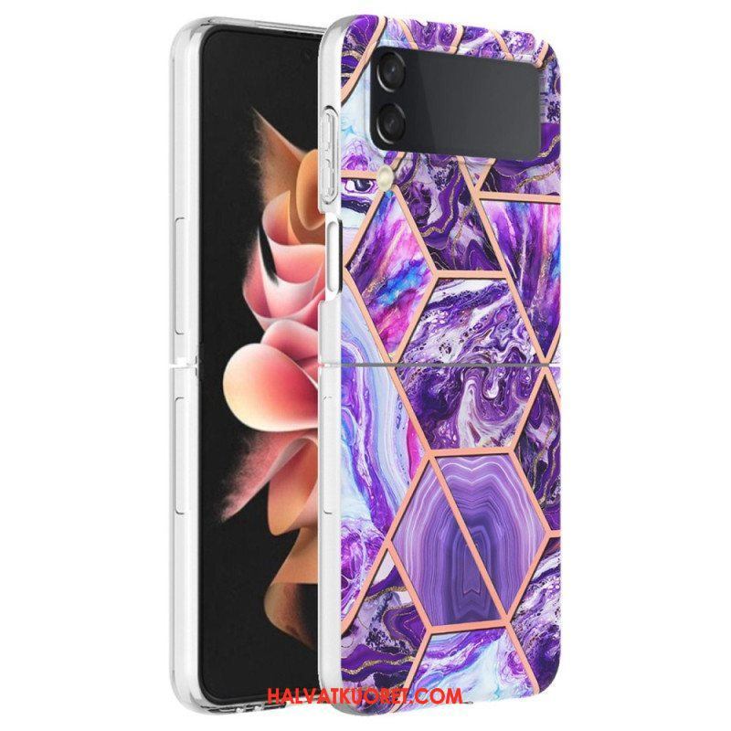 Case Samsung Galaxy Z Flip 4 Kotelot Flip Geometrinen Marmori