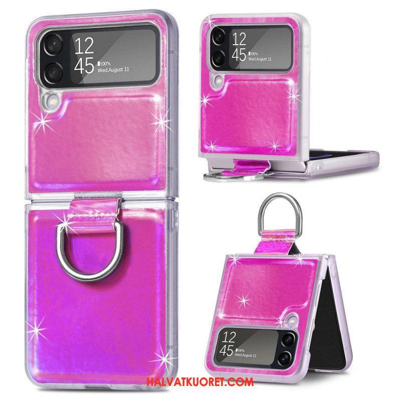 Case Samsung Galaxy Z Flip 4 Kotelot Flip Sähköiset Värit Ja Rengas