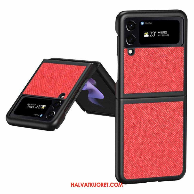 Case Samsung Galaxy Z Flip 4 Kotelot Flip Teksturoitu Nahkatyyli