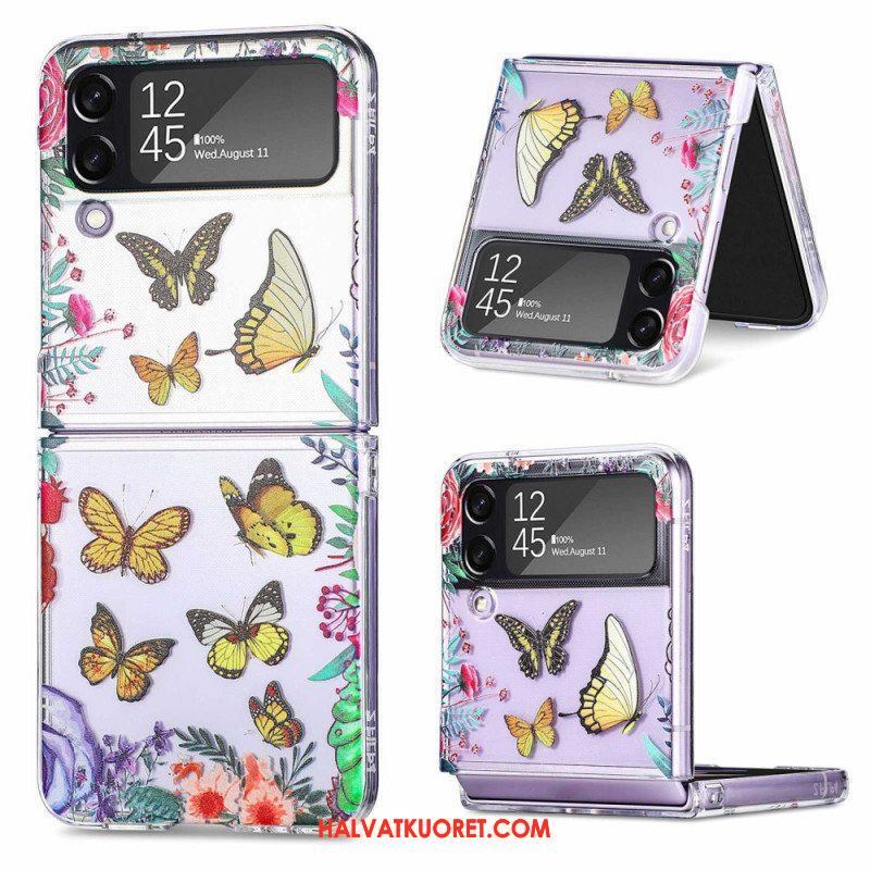 Case Samsung Galaxy Z Flip 4 Kotelot Flip Useita Perhosia