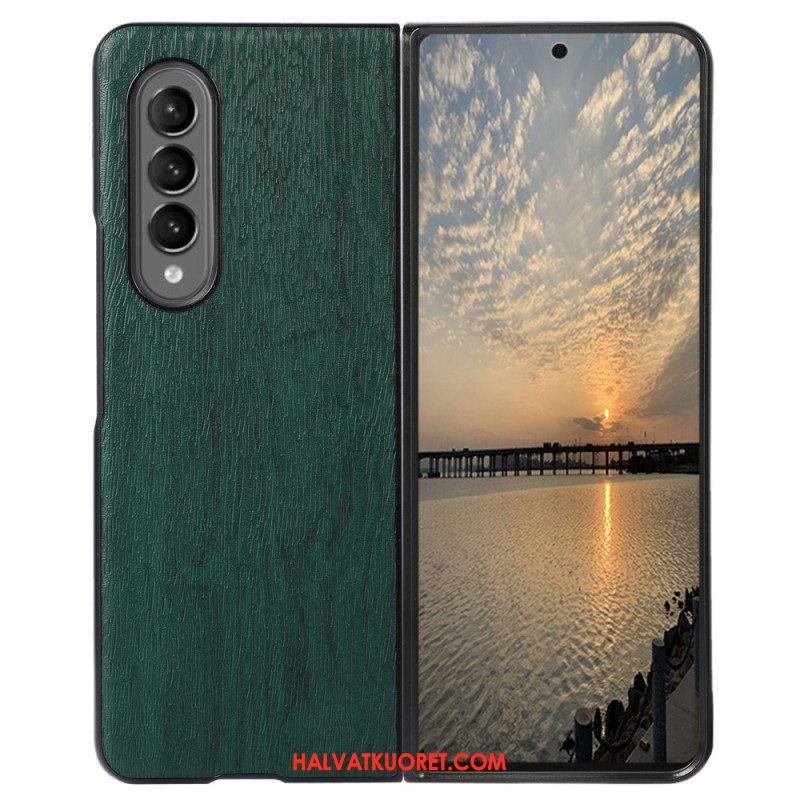 Case Samsung Galaxy Z Fold 4 Faux Leather Puun Rakenne