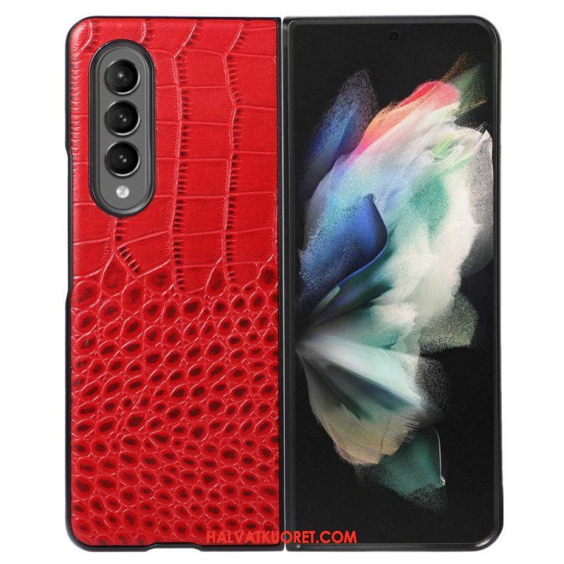 Case Samsung Galaxy Z Fold 4 Trendikäs Crocodile Effect Aitoa Nahkaa