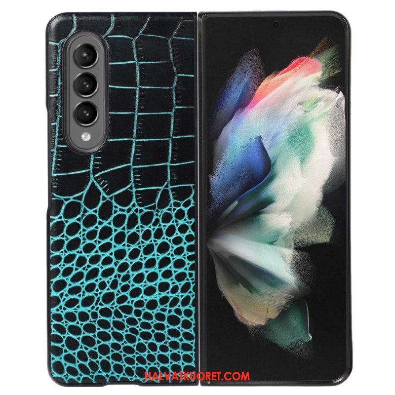 Case Samsung Galaxy Z Fold 4 Trendikäs Crocodile Effect Aitoa Nahkaa