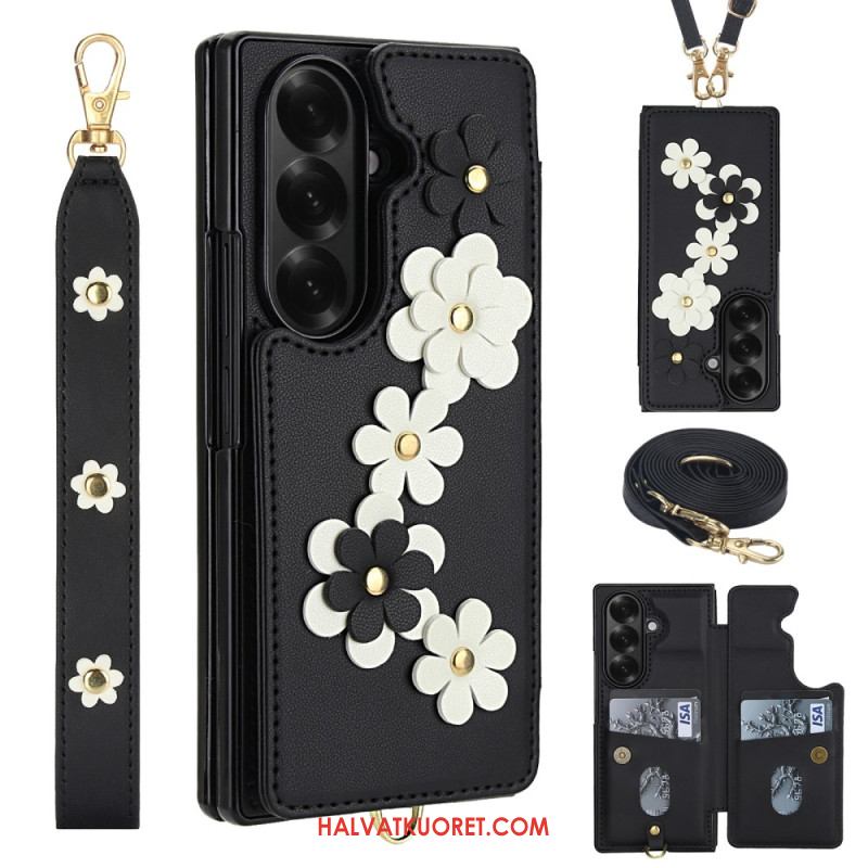 Case Samsung Galaxy Z Fold 7 Puhelinkuoret 3d-kukkakuvioinen Korttiteline Ja Jalusta