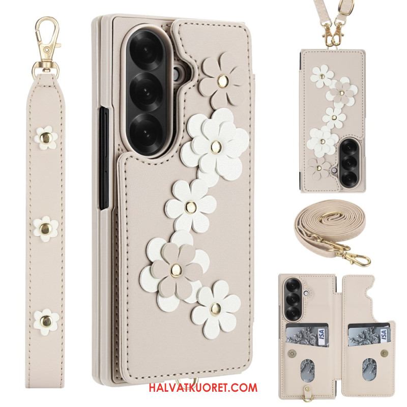 Case Samsung Galaxy Z Fold 7 Puhelinkuoret 3d-kukkakuvioinen Korttiteline Ja Jalusta