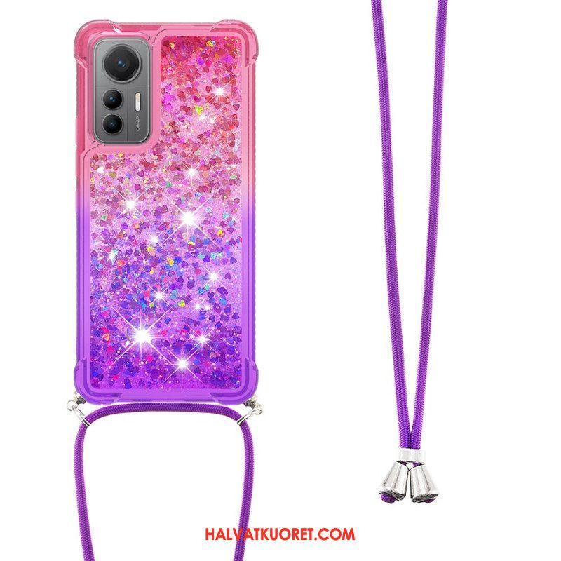 Case Xiaomi 12 Lite Kiristysnyörillä Glitter Silikoni Johto