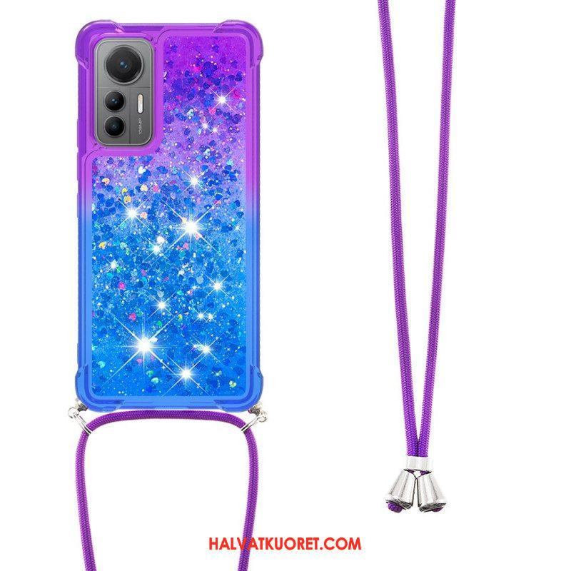 Case Xiaomi 12 Lite Kiristysnyörillä Glitter Silikoni Johto