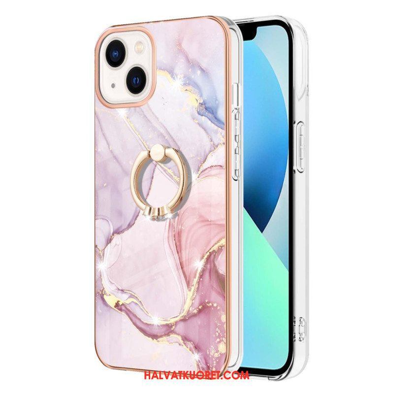 Case iPhone 15 Plus Marmori-tyyli Tukirenkaalla