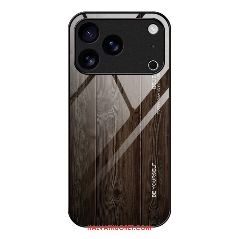 Case iPhone 17 Pro Max Puhelinkuoret Puuefektikarkaistu Lasi