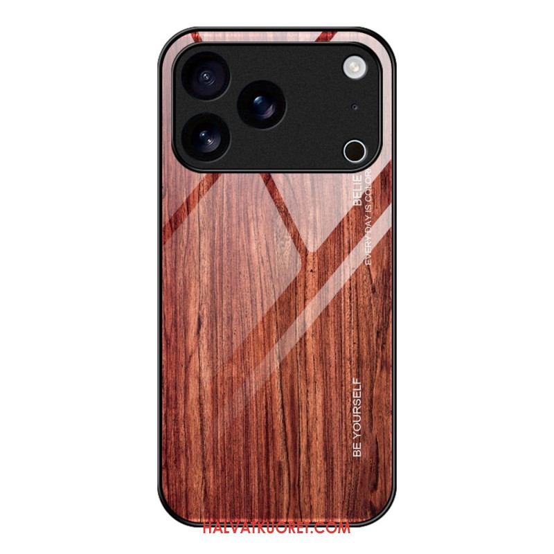 Case iPhone 17 Pro Max Puhelinkuoret Puuefektikarkaistu Lasi