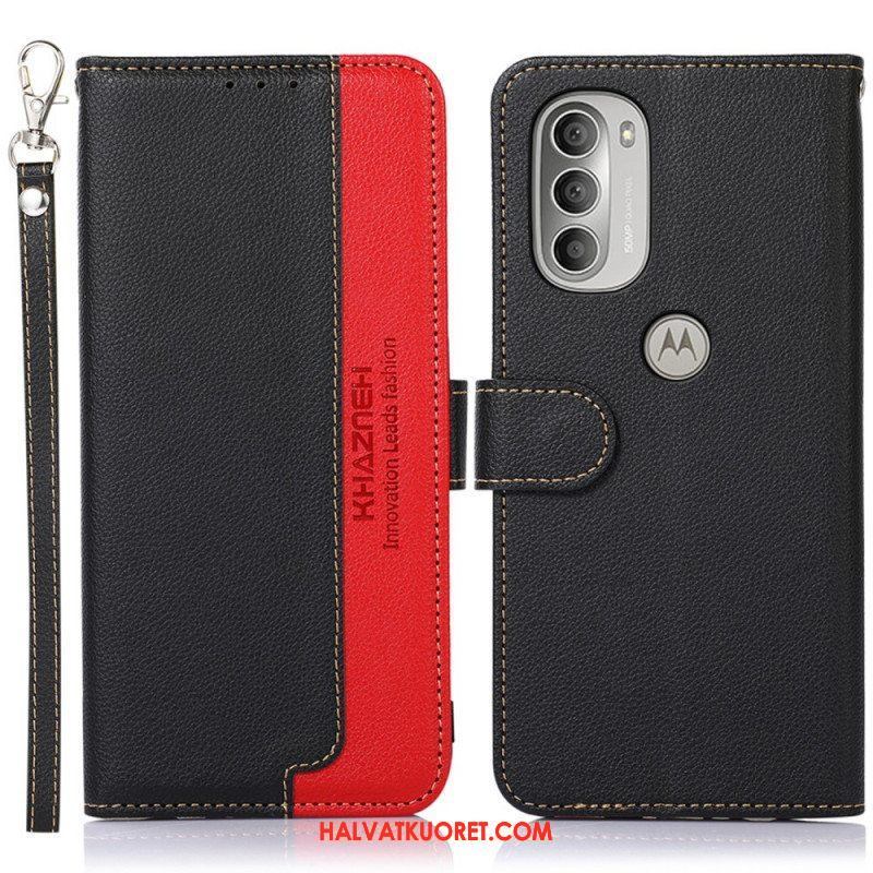 Flip Case Moto G51 5G Litsi Style Rfid Khazneh