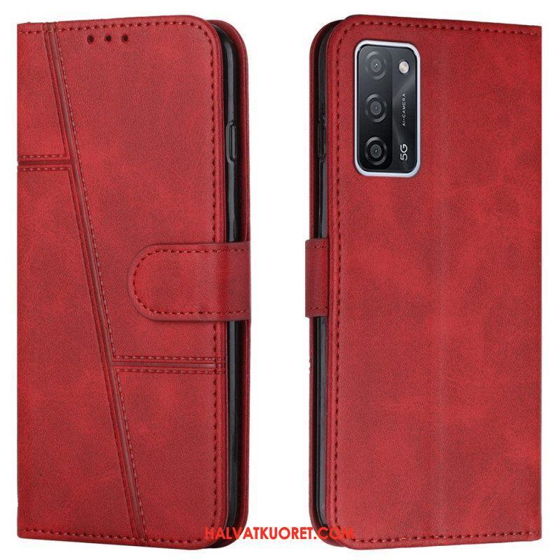 Flip Case Oppo A16 / A16s Suojaketju Kuori Strappy Geo Leather Effect