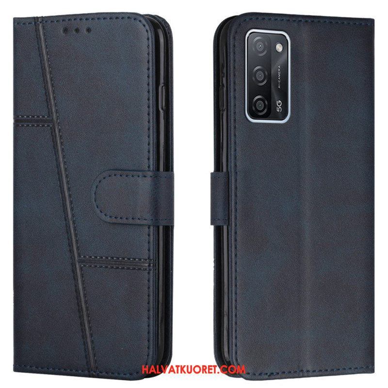 Flip Case Oppo A16 / A16s Suojaketju Kuori Strappy Geo Leather Effect