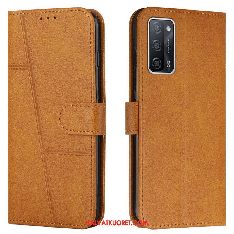 Flip Case Oppo A16 / A16s Suojaketju Kuori Strappy Geo Leather Effect