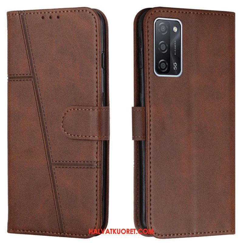 Flip Case Oppo A16 / A16s Suojaketju Kuori Strappy Geo Leather Effect