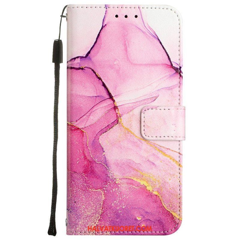 Flip Case Oppo A54 5G / A74 5G Marmori Kaulanauhalla