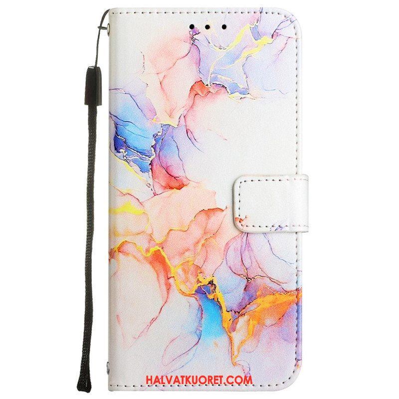 Flip Case Oppo A54 5G / A74 5G Marmori Kaulanauhalla