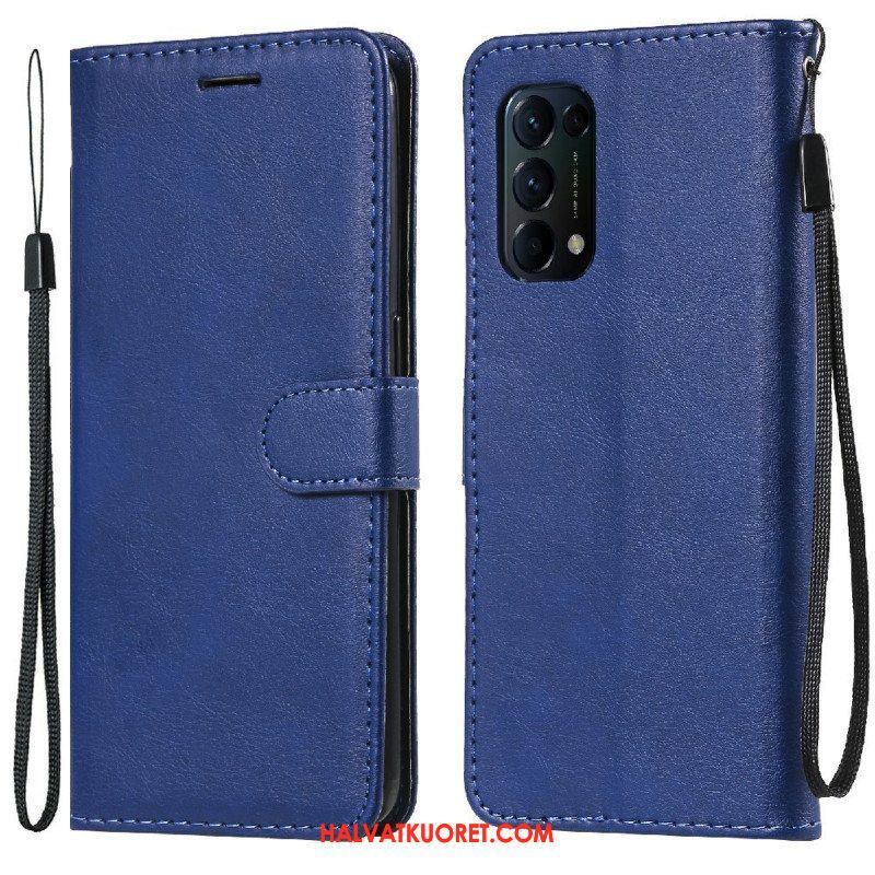 Flip Case Oppo Find X3 Lite Suojaketju Kuori Strappy Leather Effect