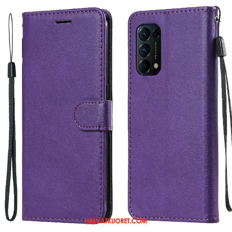 Flip Case Oppo Find X3 Lite Suojaketju Kuori Strappy Leather Effect