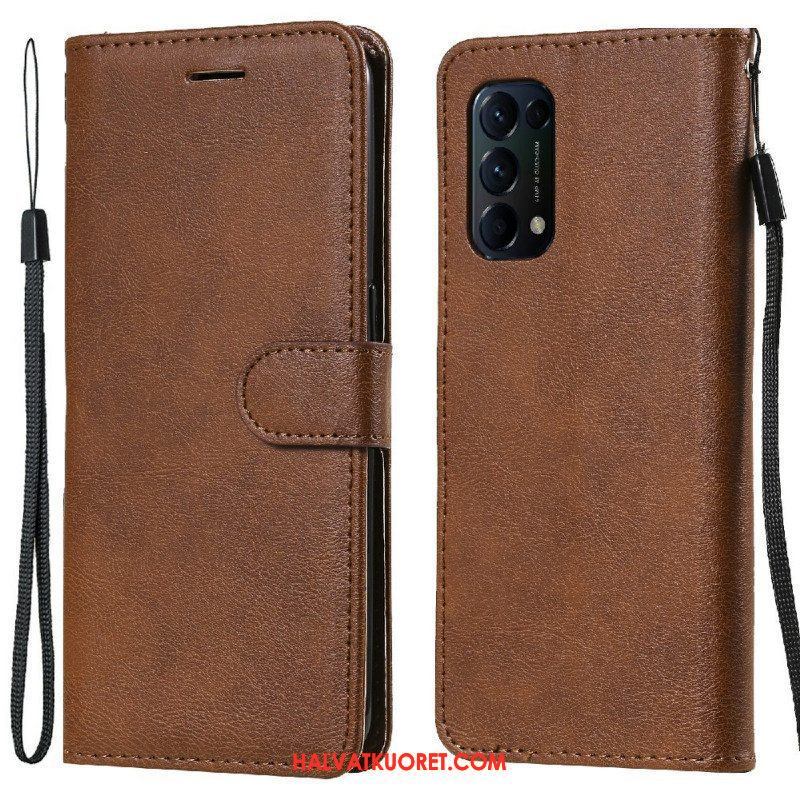 Flip Case Oppo Find X3 Lite Suojaketju Kuori Strappy Leather Effect