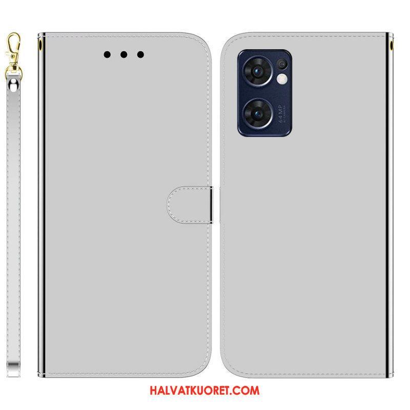 Flip Case Oppo Find X5 Lite Keinonahkainen Peilin Kansi